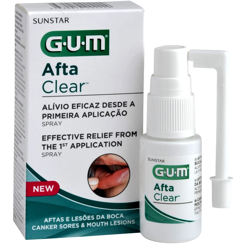 Gum Gum Afta Clear Spray Μεγάλης Διάρκειας Σπρέυ για Άμεση Ανακούφιση Πόνου 15ml