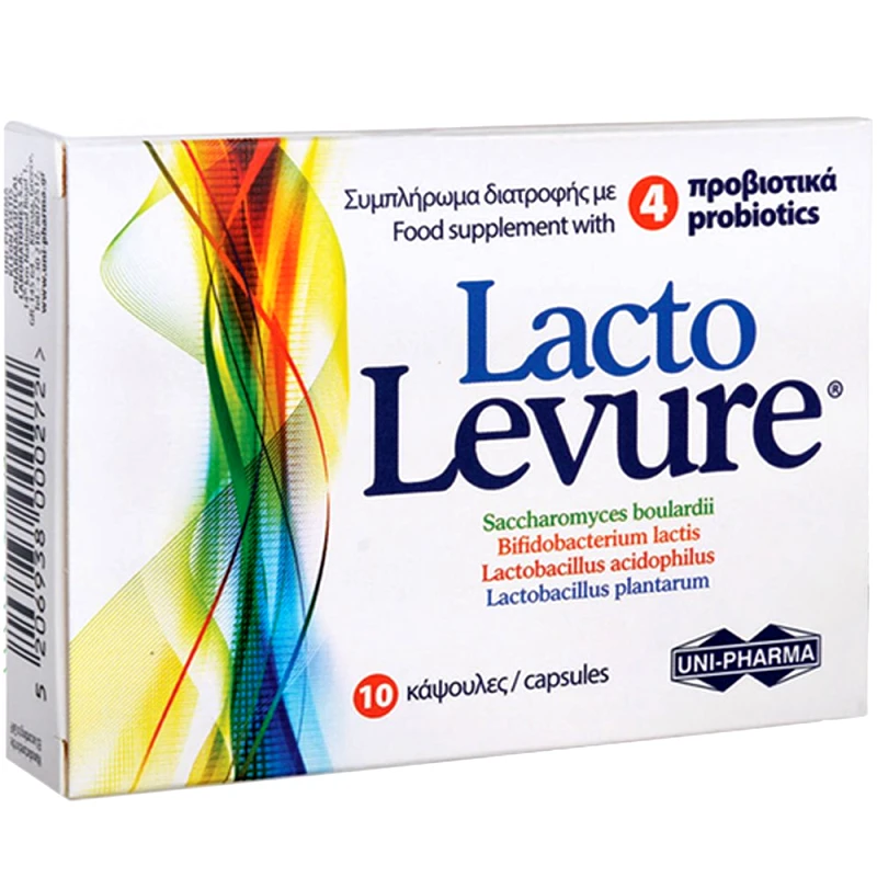 Uni-Pharma Uni-Pharma Lacto Levure 4 Probiotics Συμπλήρωμα Διατροφής με 4 Προβιοτικά για την Καλή Λειτουργία του Γαστρεντερικού Συστήματος 10caps
