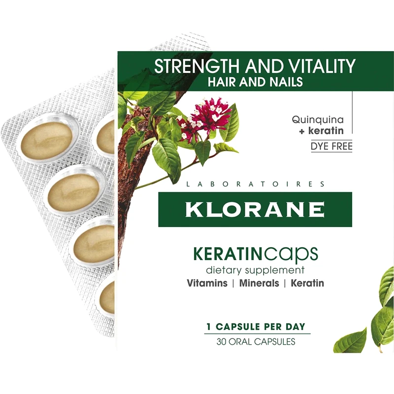 Klorane Klorane Quinine & Keratin Strength + Vitality Hair & Nails ​​​​​​​Συμπλήρωμα Διατροφής με Εκχύλισμα Κινίνης Βιταμινών Μετάλλων & Κερατίνης για Υγιή Μαλλιά Νύχια & Δέρμα 30caps