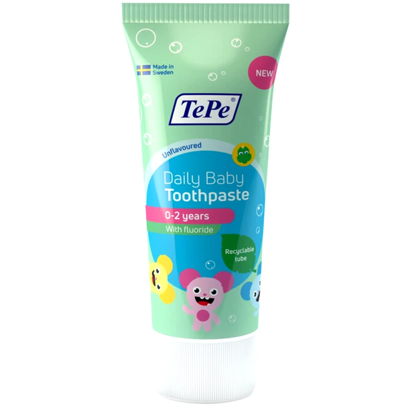 Tepe TePe Daily Baby Toothpaste Unflavoured 0-2 Years with Fluoride Βρεφική Οδοντόκρεμα Καθημερινής Χρήσης με Φθόριο & Χωρίς Γεύση 50ml