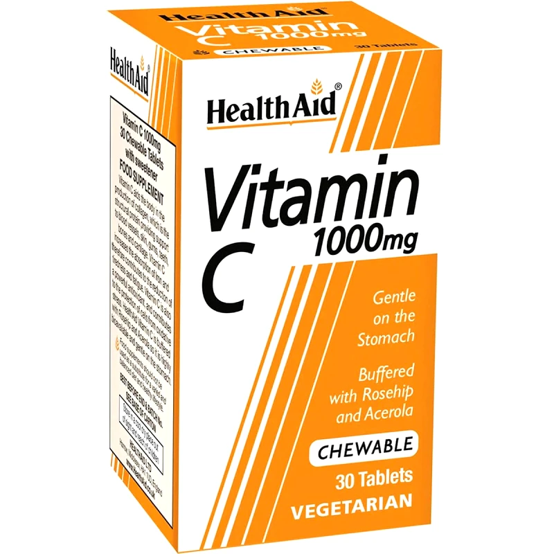 Health Aid Health Aid Vitamin C 1000mg Συμπλήρωμα Διατροφή Βιταμίνης C για Ενίσχυση του Ανοσοποιητικού με Φυσική Γεύση 30 Chew.tabs