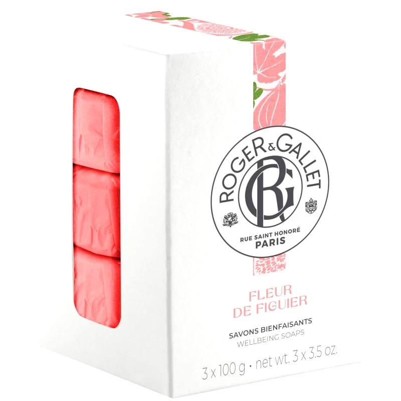 Roger & Gallet Roger & Gallet Πακέτο Προσφοράς Fleur de Figuier Wellbeing Soap Bars Αναζωογονητικό Φυτικό Σαπούνι Σώματος με Άρωμα Σύκου 3x100g