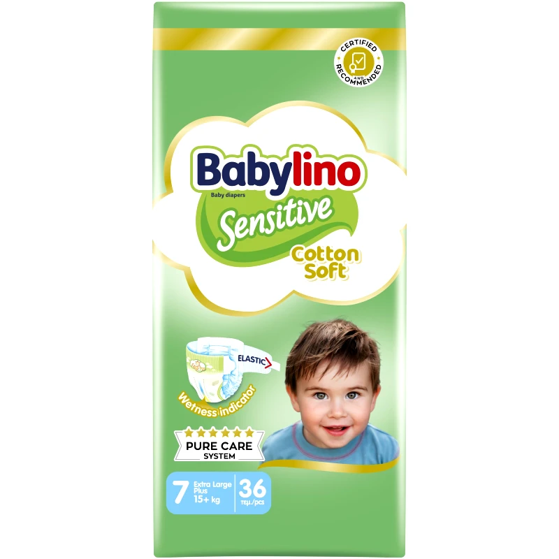 Babylino Babylino Sensitive Cotton Soft Value Pack Extra Large Plus Νο7 (15+ kg) 36 Τεμάχια