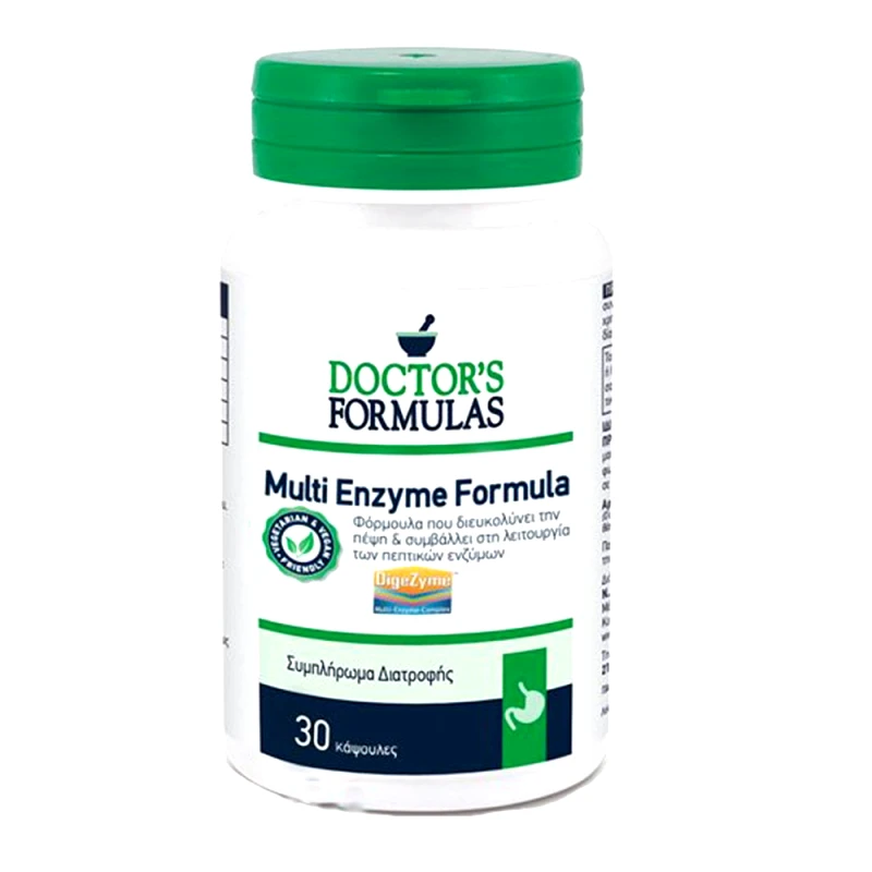 Doctor's Formulas Doctor's Formulas Multi Enzyme Formula Συμπλήρωμα Διατροφής που Συμβάλλει στη Λειτουργία των Πεπτικών Ενζύμων 30caps