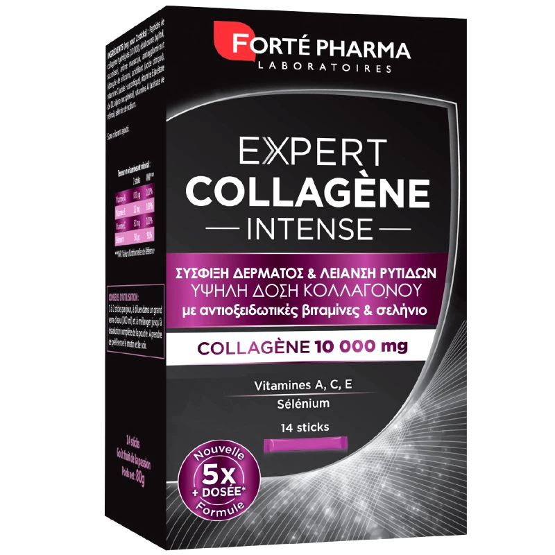 FORTE PHARMA Forte Pharma Expert Collagene Intense Συμπλήρωμα Διατροφής σε Σκόνη για Σύσφιξη Δέρματος, Λείανση Ρυτίδων με Κολλαγόνο & Βιταμίνες 14 Sticks