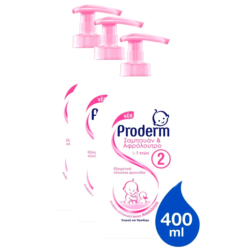 Proderm Σετ Proderm Σαμπουάν & Αφρόλουτρο 1-3 Ετών 3x400ml
