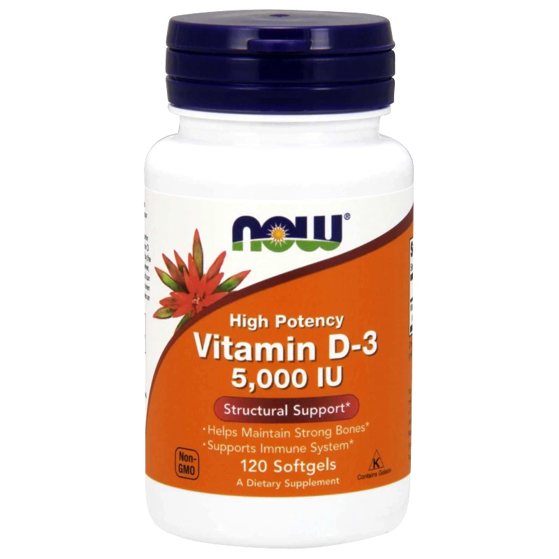 Now Now Foods Vitamin D3 5.000 IU Συμπλήρωμα Διατροφής με τη πιο Βιοδιαθέσιμη Μορφή Βιταμίνης D 120 softgels