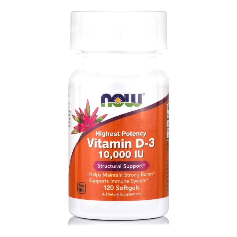 Now Now Foods Vitamin D3 10.000 IU Συμπλήρωμα Διατροφής με τη πιο Βιοδιαθέσιμη Μορφή Βιταμίνης D 120 softgels