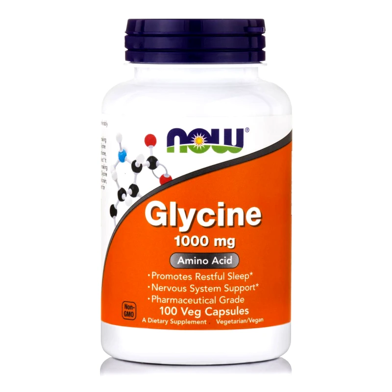 Now Now Foods Glycine 1000mg Συμπλήρωμα Διατροφής που Συμβάλει στην Παραγωγή Ενέργειας στον Οργανισμό 100veg.caps