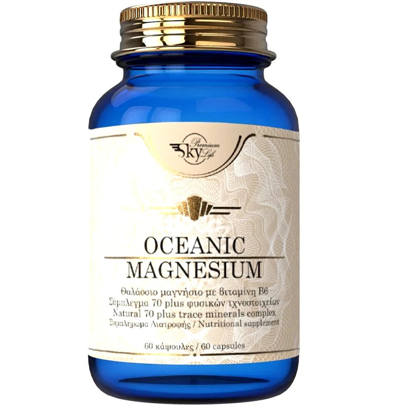 Sky Premium Life Sky Premium Life Oceanic Magnesium Συμπλήρωμα Διατροφής Μαγνησίου Ωκεάνιας Προέλευσης & Βιταμίνης Β6 για τη Φυσιολογική Λειτουργία του Νευρικού & Μυϊκού Συστήματος 60tabs