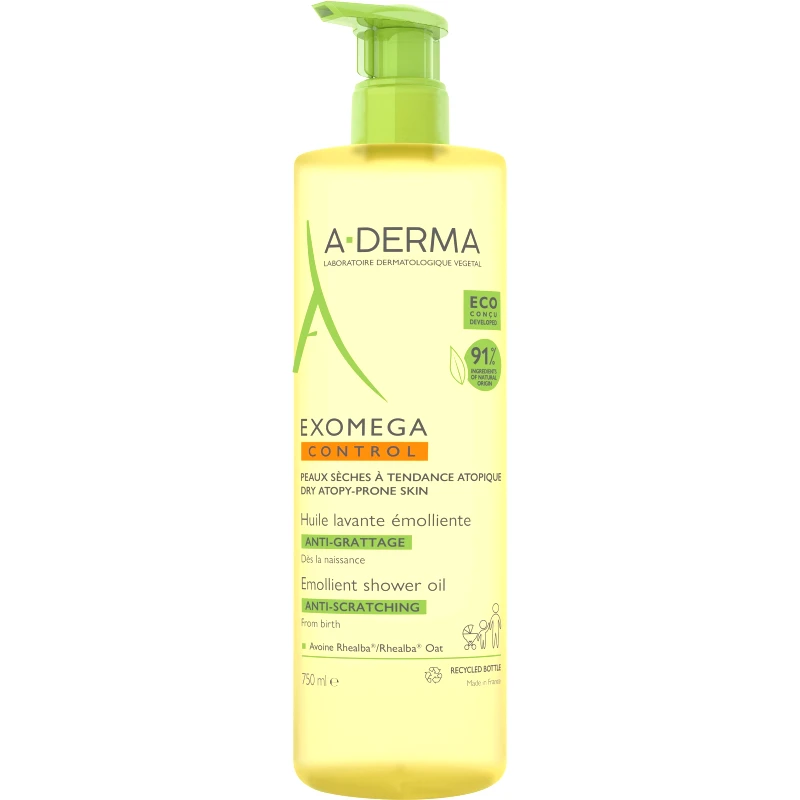 A-Derma A-Derma Exomega Control Emollient Anti - Scratching Shower Oil Θρεπτικό Μαλακτικό Έλαιο Καθαρισμού Κατά του Αισθήματος Κνησμού για Ξηρό Δέρμα με Τάση Ατοπικού Εκζέματος 750ml