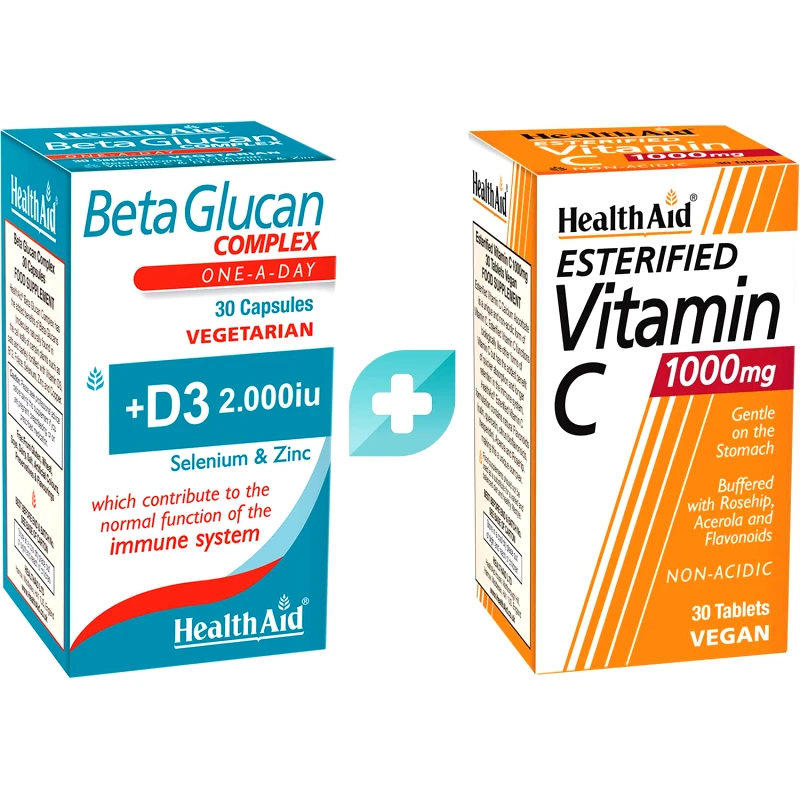 Health Aid Σετ Health Aid Beta Glucan Complex 30caps & Esterified Vitamin C 1000mg 30tabs