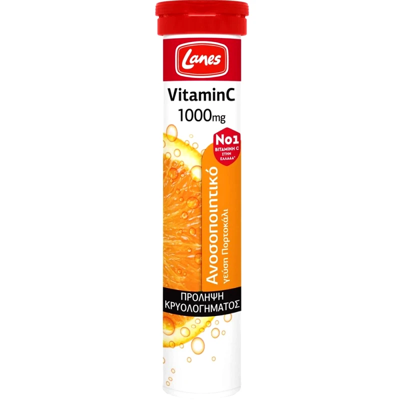 Lanes Lanes Vitamin C 1000mg Συμπλήρωμα Διατροφής με Βιταμίνη C για Ενίσχυση του Ανοσοποιητικού με Γεύση Πορτοκάλι 20 Effer.tabs