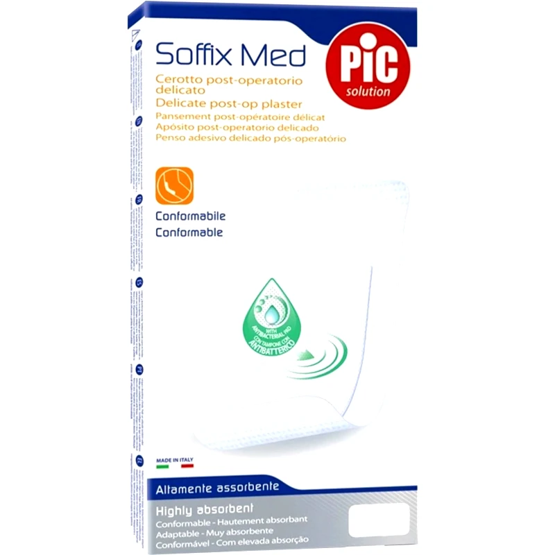 Pic Pic Solution Soffix Med Delicate Post-op Plaster Λευκά Αποστειρωμένα Μετεγχειρητικά Αυτοκόλλητα Επιθέματα με Υψηλή Απορροφητικότητα 5 Τεμάχια - 10cm x 8cm