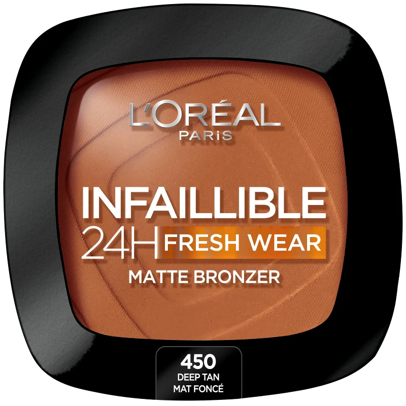 Loreal Paris L'oreal Paris Infaillible 24H Fresh Wear Matte Bronzer Πούδρα για Χρυσαφένιο Χρώμα & Ματ Αποτέλεσμα με 24ωρη Διάρκεια 9g - 450 Deep Tan