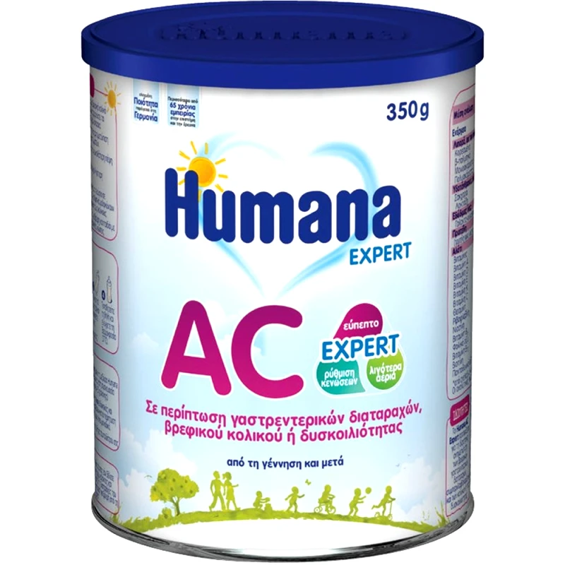 Humana Humana AC Expert Γάλα Ειδικής Διατροφής για την Αντιμετώπιση Γαστρεντερικών Διαταραχών, Βρεφικού Κολικού ή Δυσκοιλιότητας από τη Γέννηση & Μετά 350g