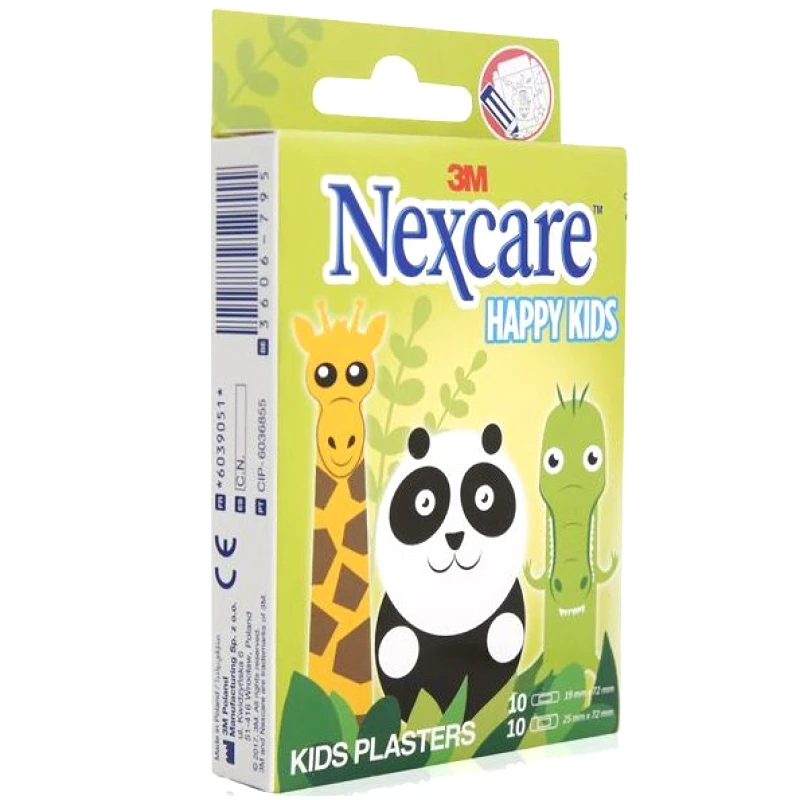 FUTURO 3M Nexcare Happy Kids Παιδικοί Αυτοκόλλητοι Μικροεπίδεσμοι 19mm X 72mm 10τμχ & 25mm X 72mm 10τμχ (1 κουτί)
