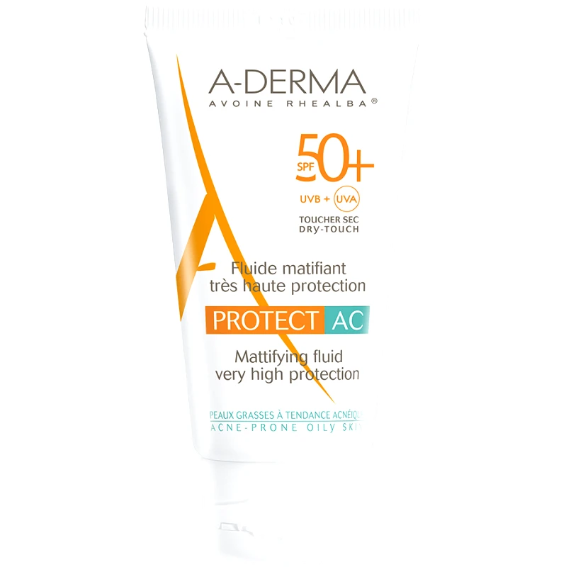 A-Derma A-Derma Protect AC Fluide Matifiant Spf50+ Αντηλιακή Κρέμα Προσώπου Ματ Αποτέλεσμα για Λιπαρές & Τάση Ακμής Επιδερμίδες 40ml