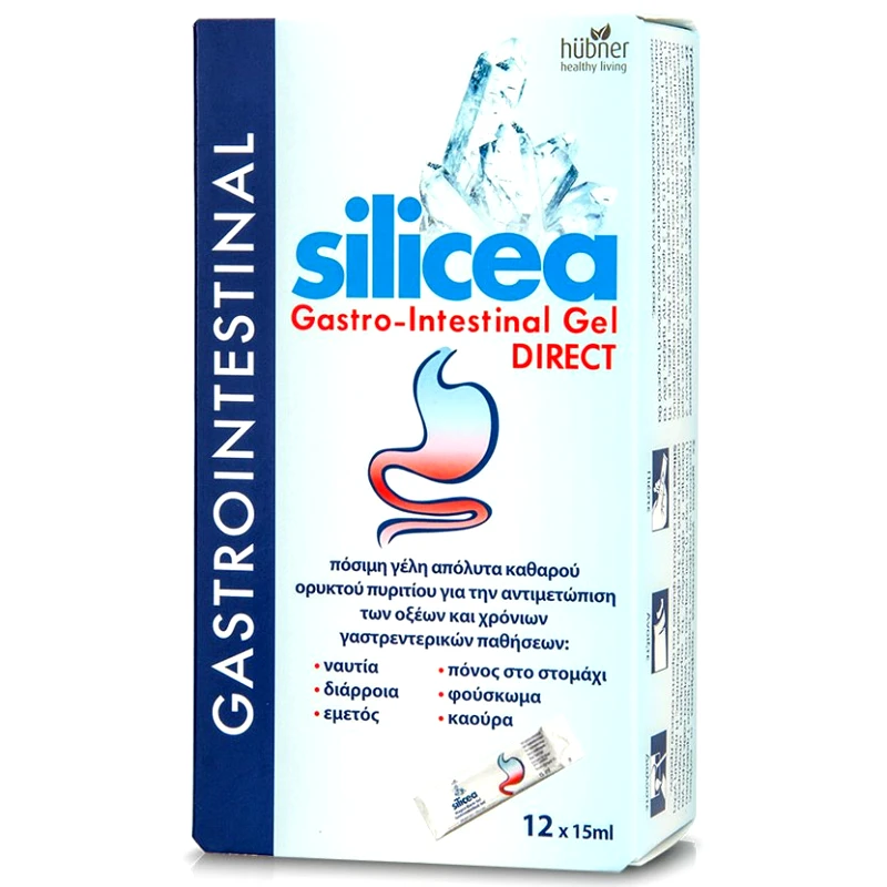 Hubner Hubner Silicea Gastrointestinal Gel Direct, Πόσιμη Γέλη Καθαρού Πυριτίου για την Αντιμετώπιση των Οξέων του Στομάχου 12x15ml