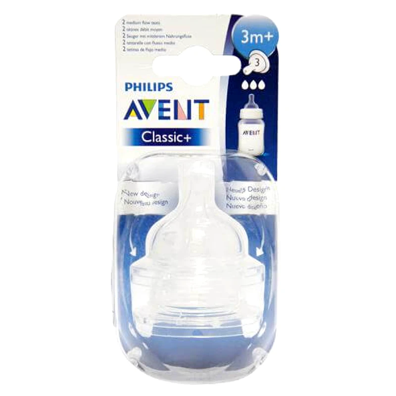 Philips Avent Avent Classic+ Θηλή Σιλικόνης με 3 Οπές 3+ Μηνών 2τμχ
