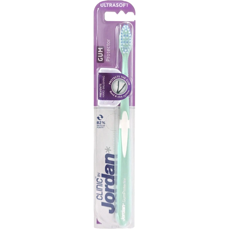Jordan Jordan Clinic Gum Protector Toothbrush Ultra Soft Μέντα Μαλακή Οδοντόβουρτσα με Εξαιρετικά Λεπτές Ίνες για Προστασία των Ούλων 1 Τεμάχιο, Κωδ 310059