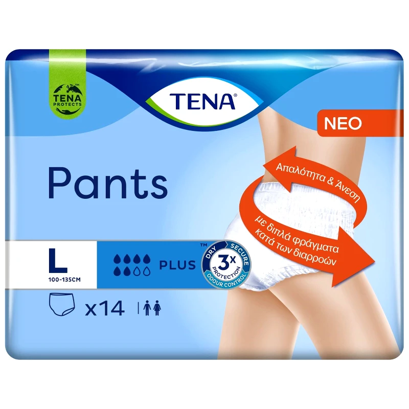 Tena Tena Value Pack Pants Plus Άνετα & Αξιόπιστα Εσώρουχα μιας Χρήσης για Μέτρια προς Βαριά Μορφή Ακράτειας 14 Τεμάχια - Large 100-135cm