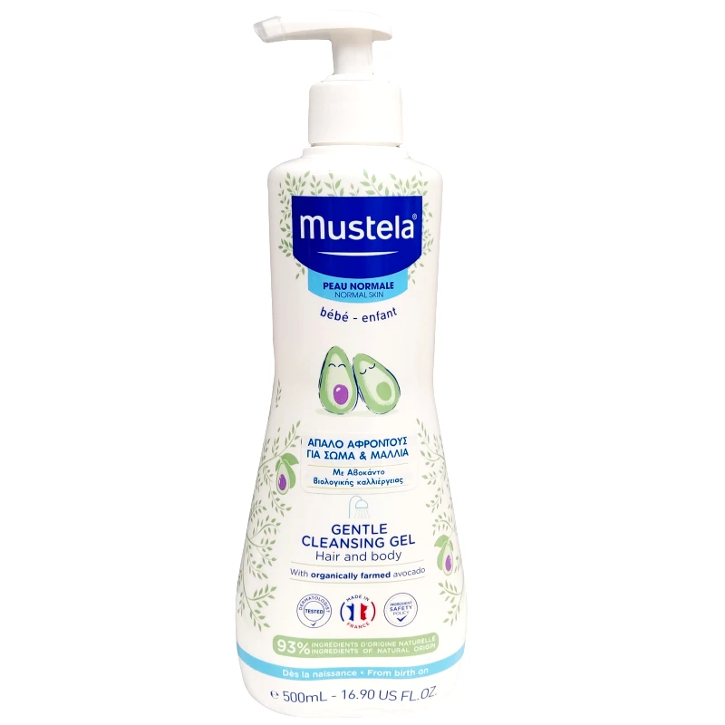 Power Health Mustela Gentle Cleansing Gel for Hair & Body Βρεφικό Παιδικό Gel Καθαρισμού για Σώμα και Μαλλιά με Αβοκάντο Βιολογικής Καλλιέργειας 500ml