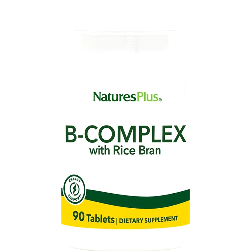 Natures Plus Natures Plus Vitamin B-Complex with Rice Bran Συμπλήρωμα Διατροφής Συμπλέγματος Βιταμινών B για την Καλή Υγεία του Νευρικού & Ανοσοποιητικού Συστήματος Κατά της Κούρασης 90tabs