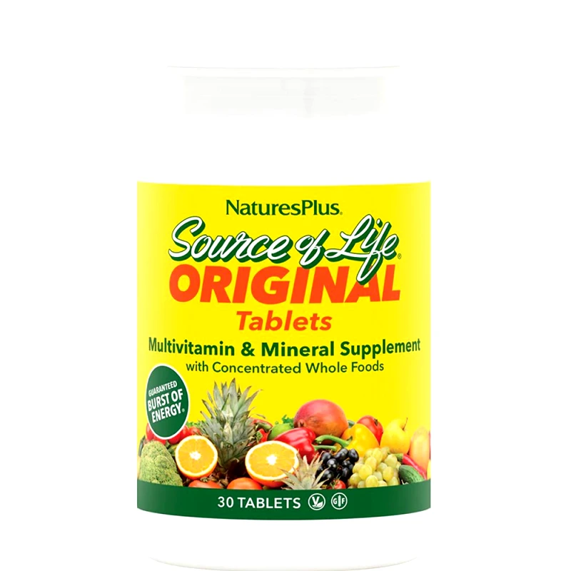 Natures Plus Natures Plus Source of Life Multi-Vitamin & Mineral Original Συμπλήρωμα Διατροφής Πολυβιταμινών, Μετάλλων, Ιχνοστοιχείων για Ενέργεια, Τόνωση Ενίσχυση του Ανοσοποιητικού & Πνευματική Ευεξία 30tabs