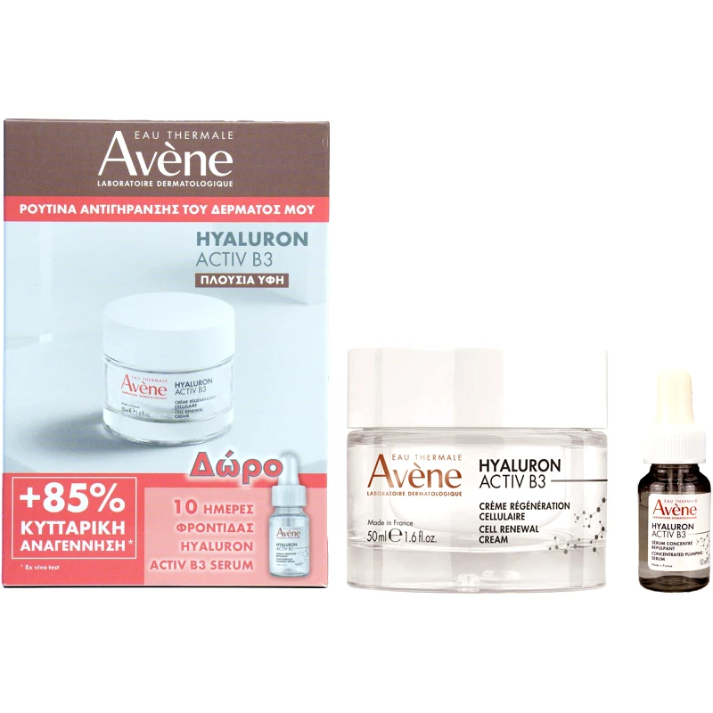 Avène Avene Promo Hyaluron Activ B3 Cell Renewal Cream Rich Texture 50ml & Δώρο Concentrated Plumping Serum 10ml