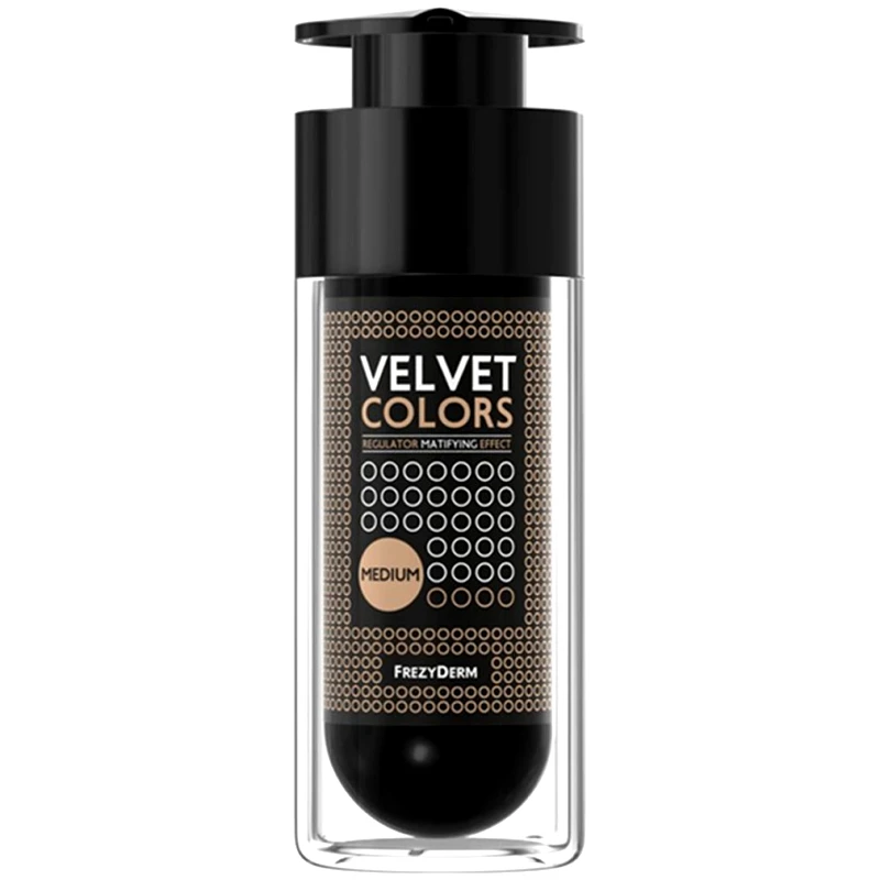 Frezyderm Frezyderm Velvet Colors Make up Regulator Matifying Effect Make-up Ιδανικής Χρωματικής Κάλυψης με Βελούδινη, Ματ Υφή 30ml - Medium