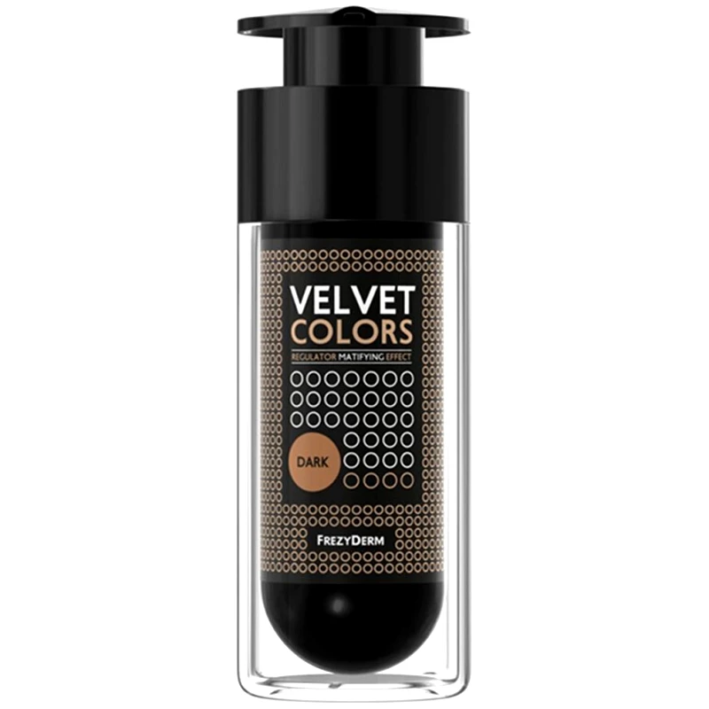 Frezyderm Frezyderm Velvet Colors Make up Regulator Matifying Effect Make-up Ιδανικής Χρωματικής Κάλυψης με Βελούδινη, Ματ Υφή 30ml - Dark