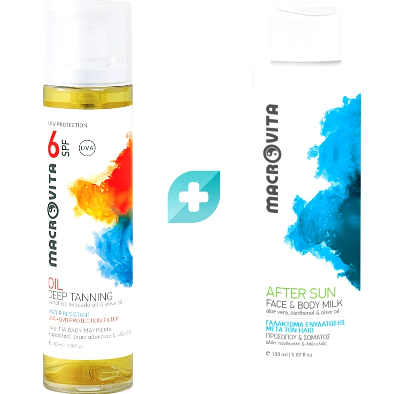 Macrovita Macrovita Promo Deep Tanning Oil Spf6, 100ml & Δώρο After Sun Face - Body Milk 100ml