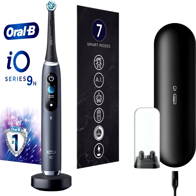 Oral-B Oral-B iO Series 9N Magnetic Black Onyx Ηλεκτρική Οδοντόβουρτσα Προηγμένης Τεχνολογίας σε Μαύρο Χρώμα 1 Τεμάχιο