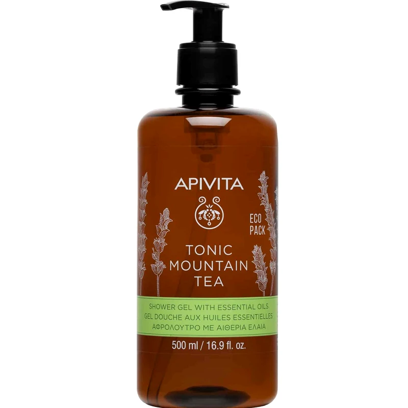 Apivita Apivita Tonic Mountain Tea Shower Gel with Essential Oils Τονωτικό Αφρόλουτρο με Τσάι Βουνού & Αιθέρια Έλαια 500ml