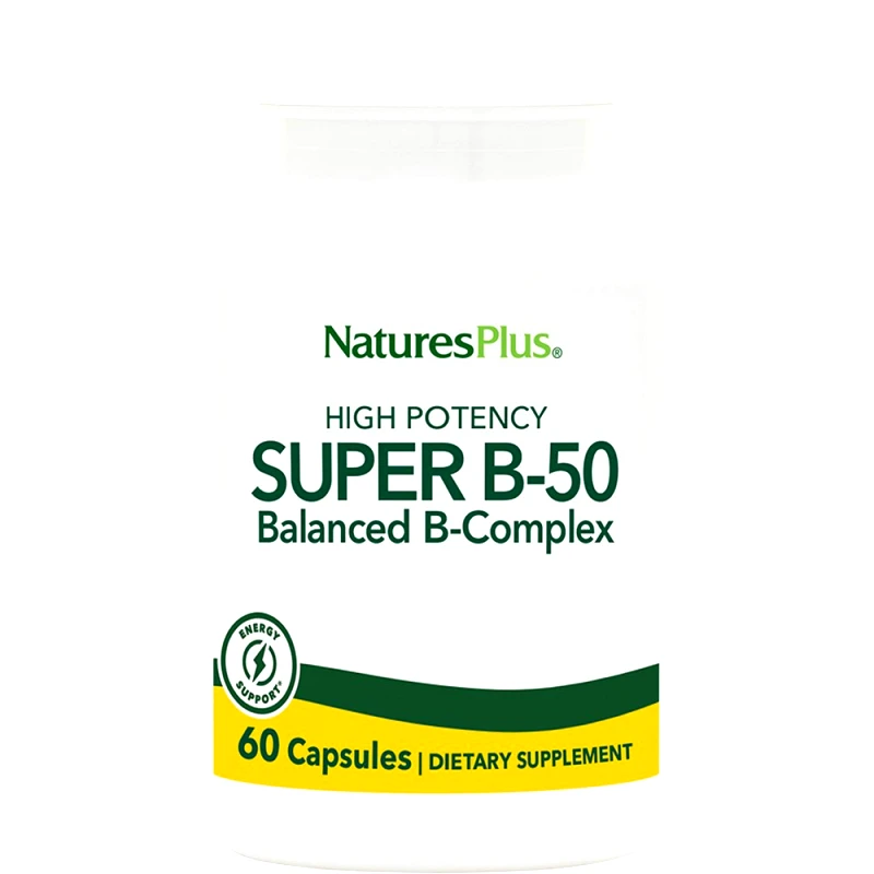 Natures Plus Natures Plus Super B-50 Complex Συμπλήρωμα Διατροφής Συμπλέγματος Βιταμινών Β για την Καλή Υγεία του Νευρικού & Ανοσοποιητικού Συστήματος 60caps