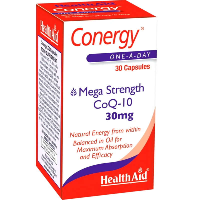 Health Aid Health Aid Conergy CoQ-10 30mg Συμπλήρωμα Διατροφής Συνενζύμου Q10 για Ενέργεια σε Κυτταρικό επίπεδο με Ισχυρές Αντιοξειδωτικές Ιδιότητες 30caps