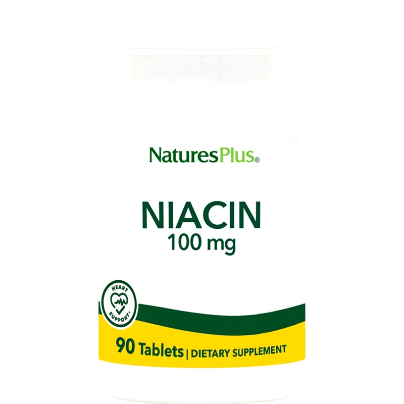 Natures Plus Natures Plus Niacin 100mg Συμπλήρωμα Διατροφής Νιασίνης (Βιταμίνης Β3) για την Καλή Υγεία της Καρδιάς Κατά της Κόπωσης & Έλεγχο της Χοληστερίνης 90tabs