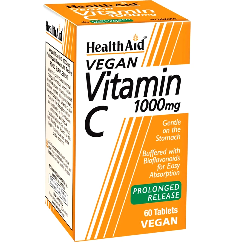 Health Aid Health Aid Vitamin C 1000mg With Bioflavonoids Συμπλήρωμα Διατροφής Βιταμίνης C με Βιοφλαβονοειδή & Εκχυλίσματα Αγριοτριανταφυλλιάς & Ασερόλας Παρατεταμένης Αποδέσμευσης για Ενίσχυση του Ανοσοποιητικού 60tabs