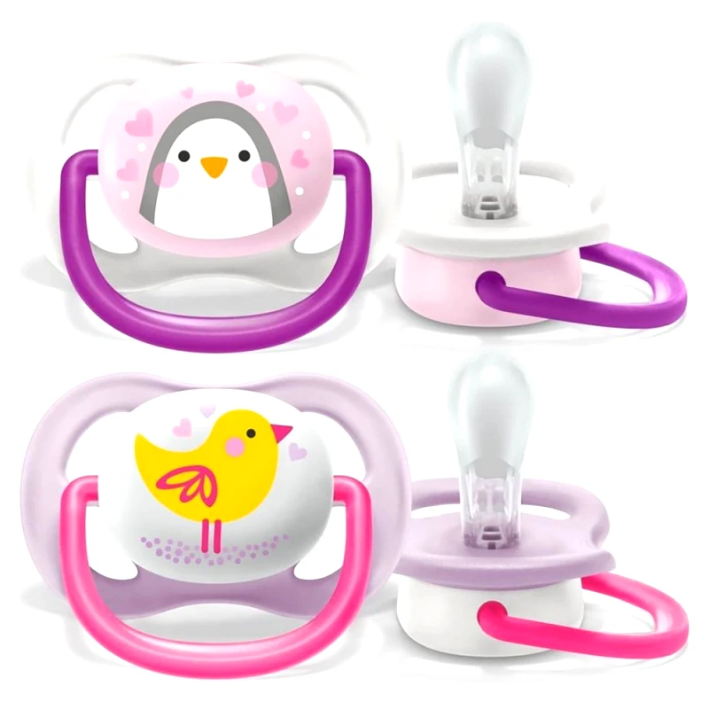 Philips Avent Philips Avent Ultra Air Silicone Soother 0-6m Άσπρο - Μωβ Ορθοδοντική Πιπίλα Σιλικόνης με Μεγάλες Οπές για να Αναπνέει το Δέρμα του Μωρού 2 Τεμάχια, Κωδ SCF080/11