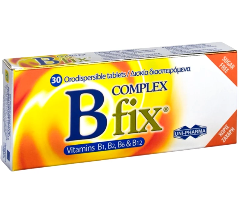 Uni-Pharma Uni-Pharma B Fix Complex Συμπλήρωμα Διατροφής για τις Ανάγκες του Οργανισμού στο Σύμπλεγμα Βιταμινών Β 30 Or.Disp.Tabs