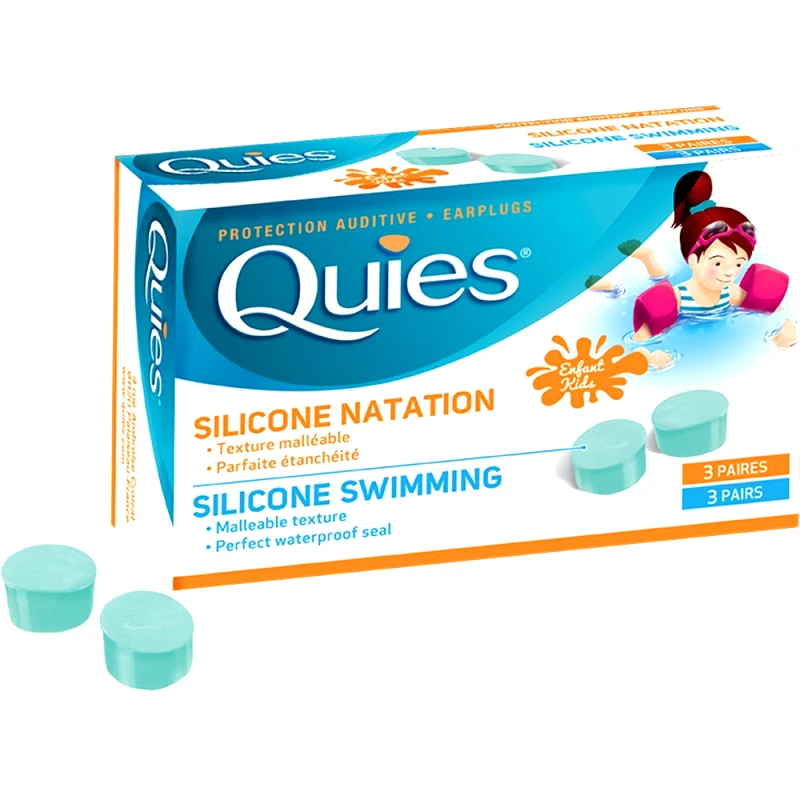 PharmaQ PharmaQ Quies Silicone Swimming Enfant Kids Earplugs Μαλακές Επαναχρησιμοποιούμενες Ωτοασπίδες Σιλικόνης που Προστατεύουν Από το Νερό για Παιδιά 3 Ζευγάρια