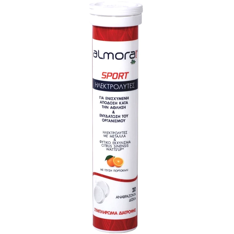 Almora Plus Almora Plus Sport Συμπλήρωμα Διατροφής Ηλεκτρολυτών, Μετάλλων & Εκχυλίσματος Εσπεριδοειδών Ιδανικό για Ενυδάτωση Αθλητών & Αύξηση Απόδοσης 20 Effer.tabs