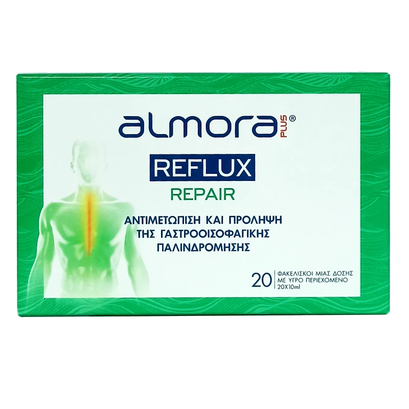 Almora Plus Almora Plus Reflux Repair για την Αντιμετώπιση & Πρόληψη της Γαστροοισοφαγικής Παλινδρόμησης, 20 Φακελάκια x 10ml