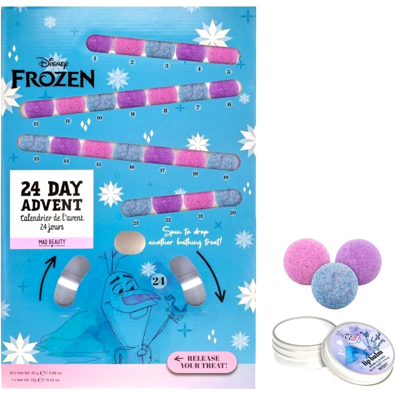 Mad Beauty Mad Beauty Frozen Snowball Bath Fizzer Advent Calendar 23 Τεμάχια & Lip Balm Frosted Berries 12g