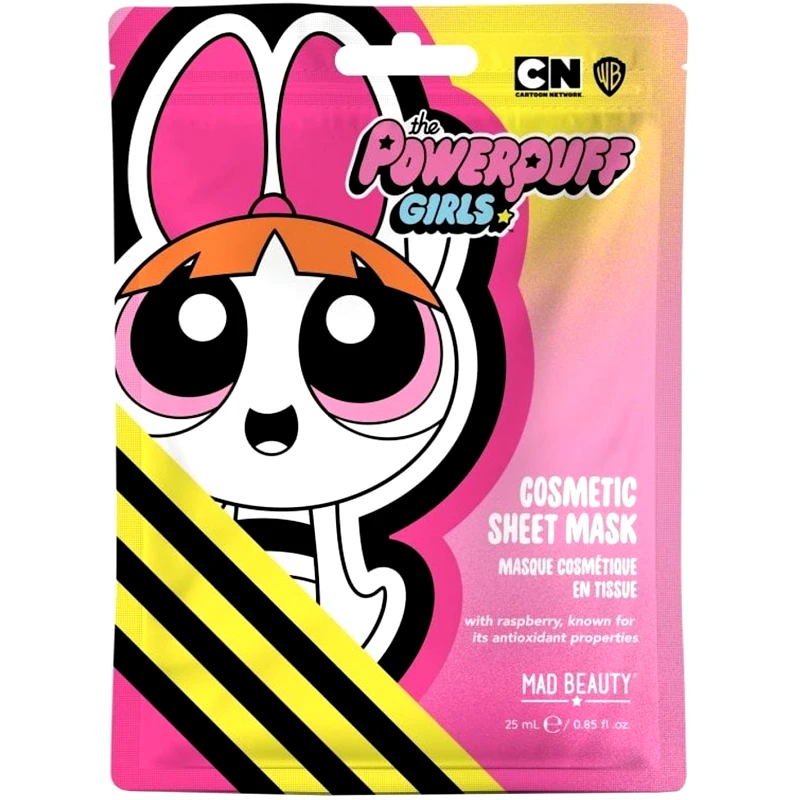 Mad Beauty Mad Beauty Powerpuff Girls Cosmetic Sheet Mask Αντιοξειδωτική Υφασμάτινη Μάσκα Προσώπου με Άρωμα Σμέουρο 1x25ml - Blossom