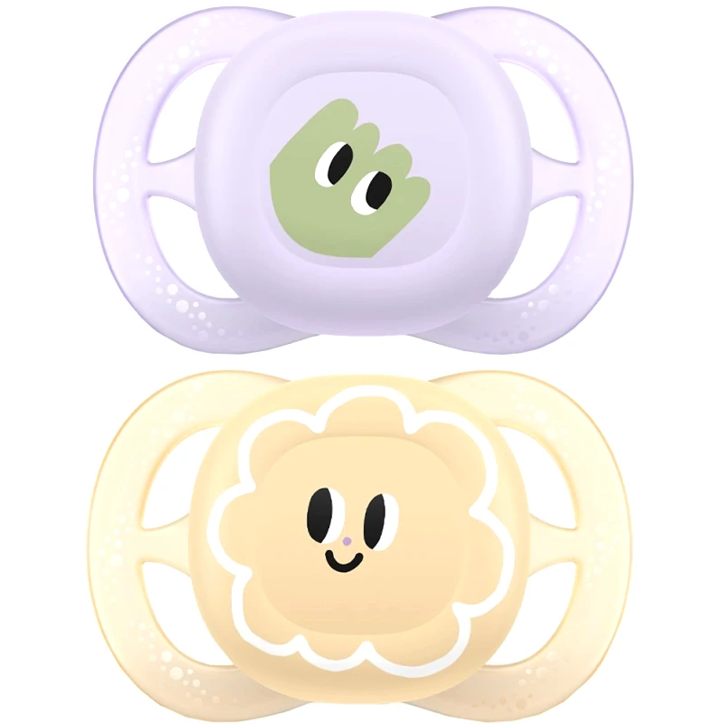 Philips Avent Philips Avent Ultra Start Silicone Orthodontic Soother 0-2m, 2 Τεμάχια Ορθοδοντική Πιπίλα Σιλικόνης Κατάλληλη για Νεογέννητα Μωρά με Θήκη Μεταφοράς Μωβ / Κίτρινο