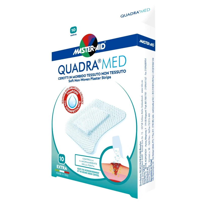 Master Aid Master Aid Quadra Med Soft Non-Woven Plaster Strips Extra 45x57mm Αυτοκόλλητο Επίθεμα Ιδανικό για Μικροτραύματα 10 Τεμάχια