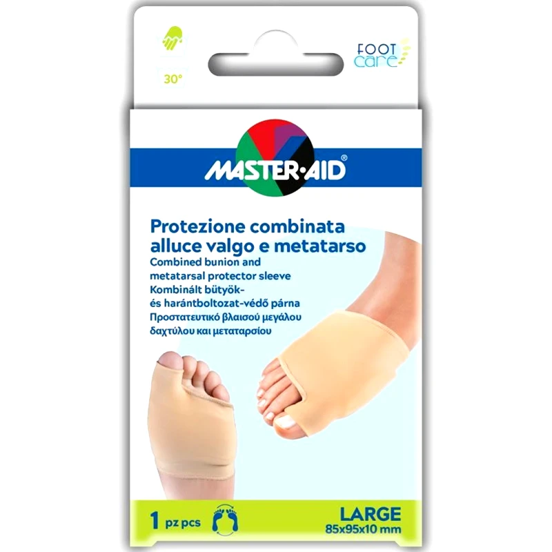 Master Aid Master Aid Combined Bunion & Metatarsal Protector Sleeve Προστατευτική Θήκη για το Κότσι & το Μετατάρσιο 1 Τεμάχιο - Large 85x95x10mm
