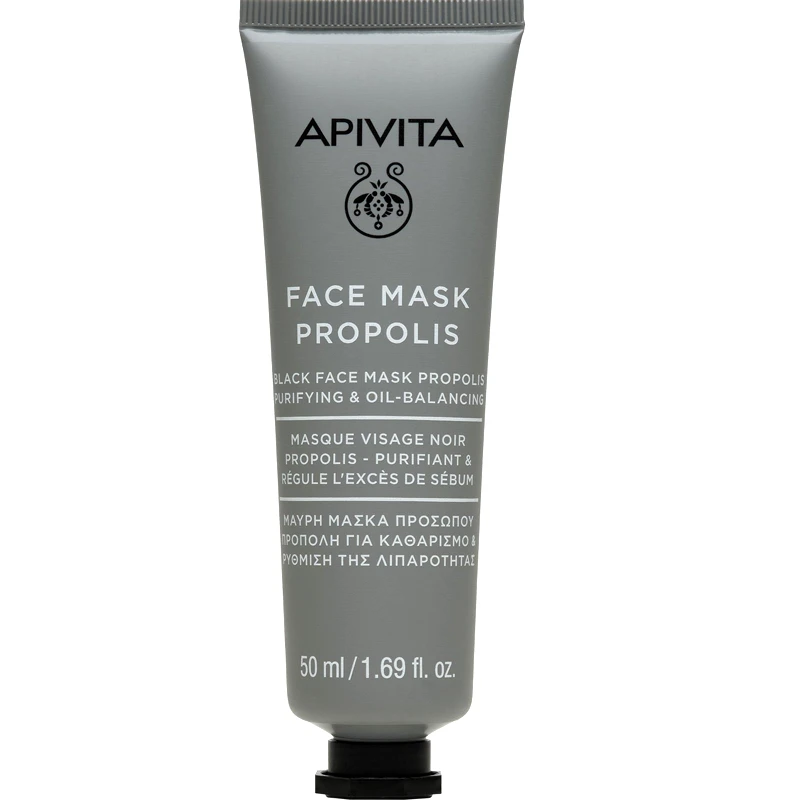 Apivita Apivita Purifying & Oil Balancing Black Face Mask with Propolis Μαύρη Μάσκα Προσώπου με Πρόπολη για Καθαρισμό & Ρύθμιση της Λιπαρότητας 50ml